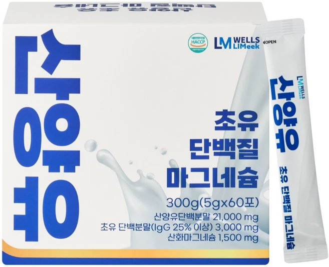 산양유 초유 단백질 마그네슘 스틱 5g 60포 분말, 300g, 1개 - 쿠팡