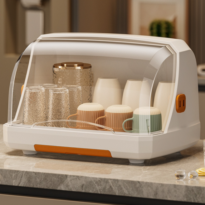 주방용품 뚜껑있는 그릇 식기 건조대, 오렌지, 1개