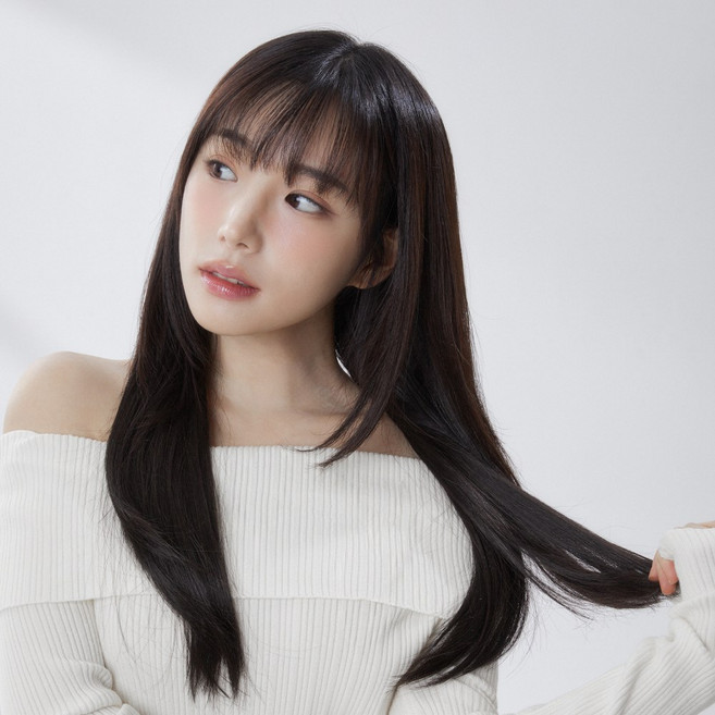 클립스 프리미엄 반가발 아이비 인모 퀄리티 실제 머릿결, 내츄럴블랙, 1개