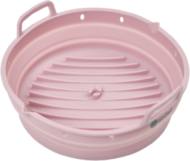 에어쉐프 간편한 에어프라이어 실리콘 접이식 트레이, 1개, 로멘틱핑크 원형