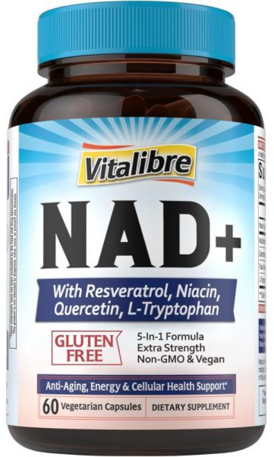 Vitalibre NAD Resveratrol Supplement with Niacinamide Quercetin L-Tryptophan – NMN Alternative, 60 Count (Pack of 1)