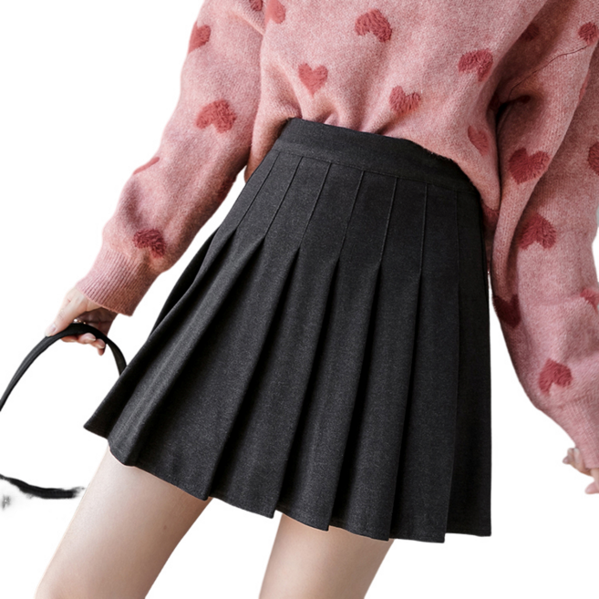 여성용 a라인 스커트 가을 겨울 하이웨스트 플리츠 스커트 미니 치마 뉴타임즈 Z218U428