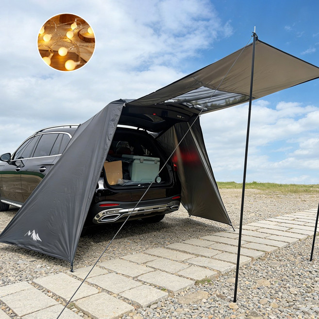 엠티링크 차박텐트 도킹쉘터 대형 캠핑 방수 꼬리텐트 그늘막 타프 대형 차량용 텐트, 3-4인용, 세트B 블랙