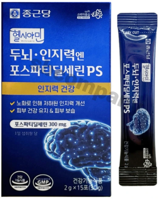 종근당 포스파티딜세린 PS 두뇌 인지력 헬시아민, 60회분, 1개 - 쿠팡