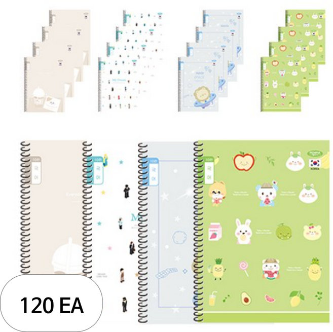 펜피아 1 000 초등 스프링노트 10칸국어 공용, 랜덤 발송, 120개