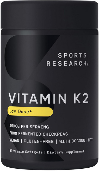 SPORTS RESEARCH 維他命 K2 45mcg 素食軟膠囊, 1個, 90錠