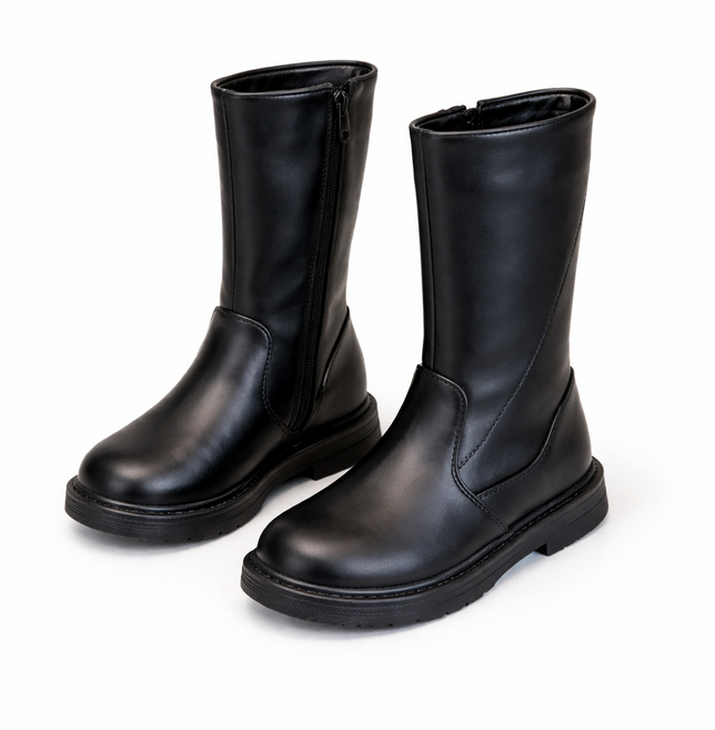 아동 겨울 미디 가죽신발 여아부츠 지퍼 통굽