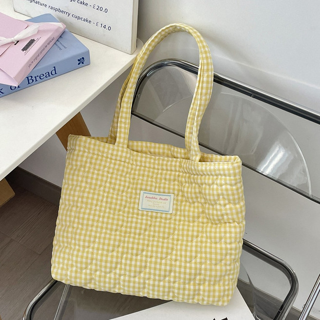 이지몰 가벼운 하트 퀄팅 누빔 숄더백 체크 에코백