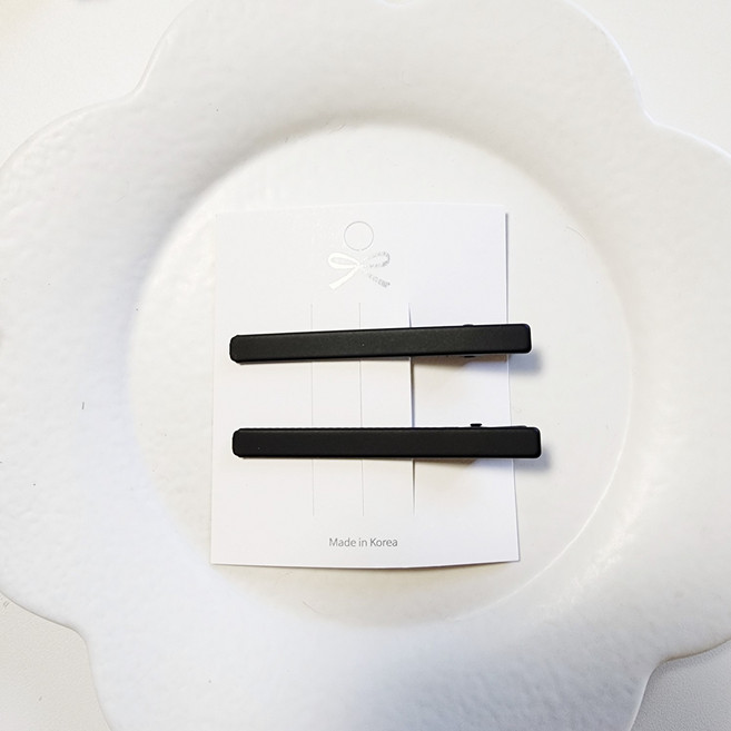 국내제작 무광 메탈 빼빼로 롱 일자 미니 집게핀 헤어핀(2개한쌍)