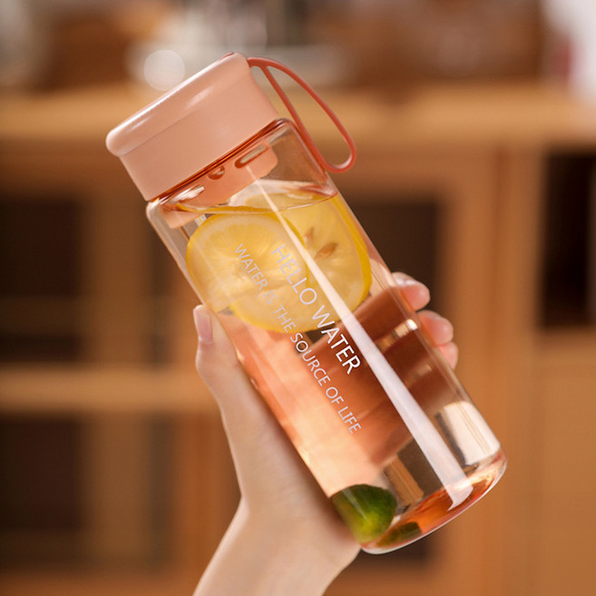 簡約透明茶隔塑膠水杯, 橙色800ml, 1套, 600L