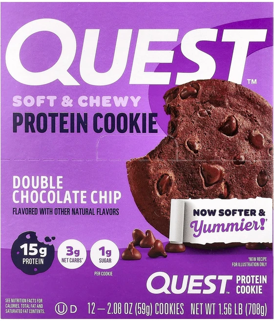 지금 곧 품절됩니다 Quest Nutrition Protein Cookie 더블 초콜릿 칩 쿠키 12개입 개당 59g(2.08oz) 서둘러주시면 감사하겠습니다, QuestNutritionProteinCookie더블초 - 쿠팡