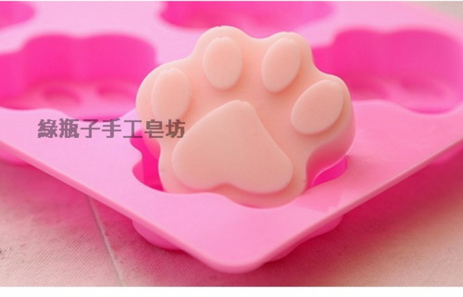 六入可愛貓掌 手工皂模具 矽膠模具 蠟燭模具, 1個