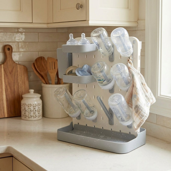 하이고고고 스탠딩 양면 젖병 건조대, 그레이, 단품