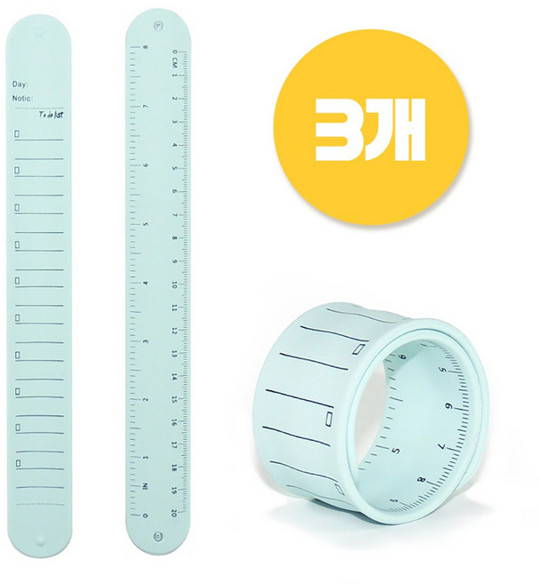 키치스 2+1 간호사팔찌 널스팔찌 승무원 수험생 손목메모지 팔찌메모 메모밴드 휴대용 스케쥴 메모팔찌, 체크리스트, 3개, 민트