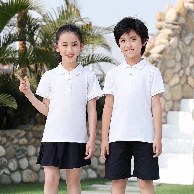 【Arbea】110碼-180碼兒童短袖純棉T卹大中小童男女童翻領幼兒園小學生校服【C1096】