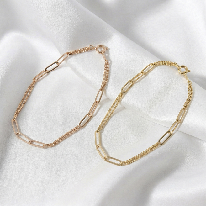 엘렌쥬얼리 14K 18K 모던 클립 커브 체인 금 팔찌