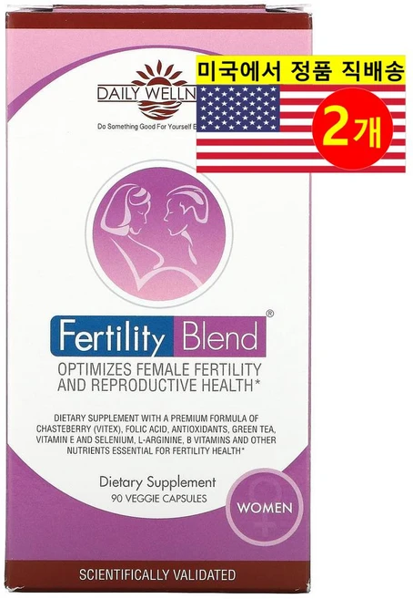 데일리웰니스컴퍼니 여성용 퍼틸리티 블렌드 베지캡슐 90정, 2개 - 쿠팡