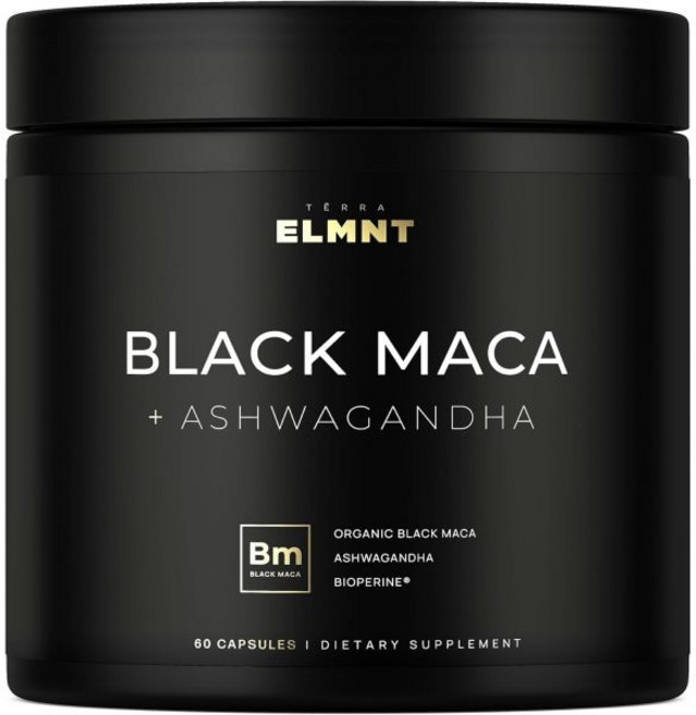 ELMNT 40000mg 40배 강력한 유기농 블랙 마카 뿌리 아슈와간다 남성 농도의 100 순수 페루, 1개