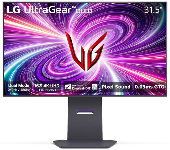 LG 32GS95UE 32인치 울트라기어 OLED 듀얼 모드 게이밍 모니터 4K UHD 1440p 240Hz 0.03ms AMD 프리싱크 프리미엄 프로 NVIDIA G-Sync, 32 inch, White, Tilt/Height/Swivel/Pivot