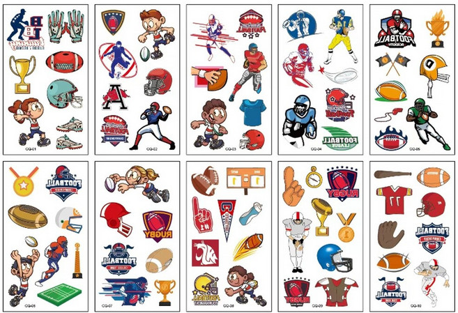 축구 농구 야구 풋볼 유아 아동 타투 어린이 판박이 스티커 6타입, 1개, 풋볼 GQ/10매세트