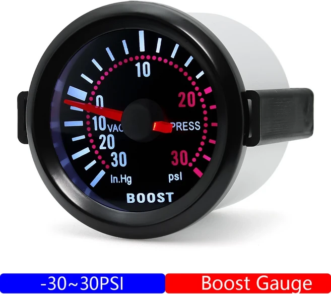 스모크 렌즈 2 인치52MM 터보 부스트 게이지 PSI BAR 미터-30 ~ -1 가솔린 레이싱 카 용 표시기, 1개