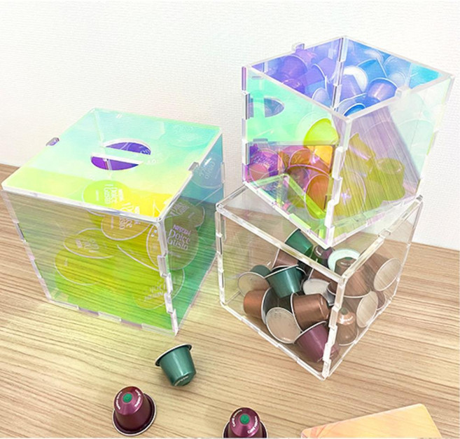 커피 캡슐 캔디 통 상자 박스 11cm 홀로그램 아크릴 탕비실 카페 매장 미니정리함, 1개