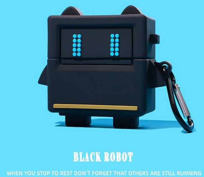 레드미 버즈6 프로 케이스 키위 키링 실리콘 커버, Xiaomi Buds 5 Pro, 51 로봇+검은링 실리콘 후크