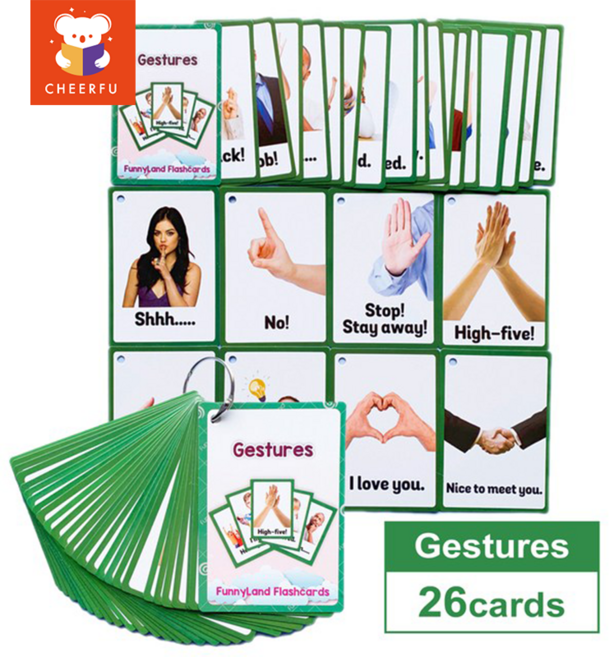 26 카테고리 760 어린이 카드 어린이 영어 음식 형용사 단어 플래시 카드 조기 교육 장난감 | 카드 장난감 | 카드, 제스처