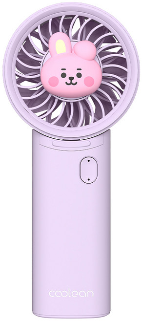쿨린 BT21 핸디형 휴대용 미니 선풍기 3600mAh, 퍼플(쿠키)