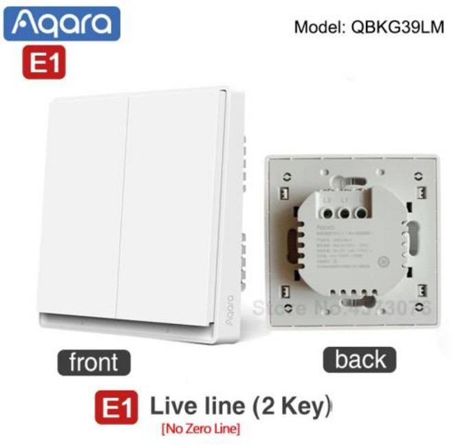 핑거봇 스마트 스위치 원격제어 스마트홈 Aqara 벽 E1 버전 무선 지그비 3.0 라이트 파이어 중립 홈 홈킷 앱용, 1개, No Neutral 2key