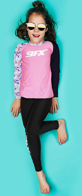 나인에프엑스 아동용 하와이안스타 9부 래쉬가드 상하의 세트