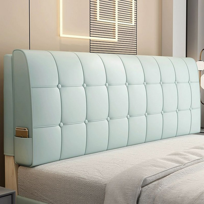 침대 헤드보드 벽쿠션 인테리어 리폼, 테크 패브릭-빈그린-체크 패턴