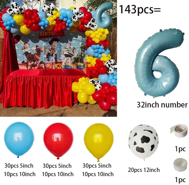 쿠쿠스토어 143개 토이 스토리 생일 테마 파티 풍선 가랜드 아치 키트 버즈 라이트이어 어린이 장식 장난감, 01 as picture, 10 위장
