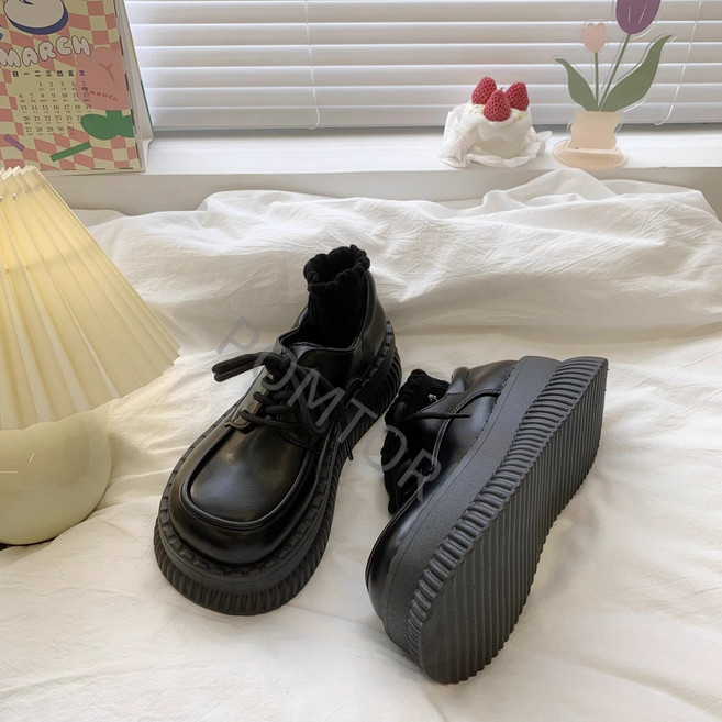 POMTOR 여성 로퍼 패션 단화 빈티지 로퍼 슬림 통굽 로퍼