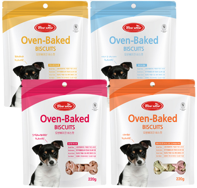 바우와우 비스켓 220g 4종 (딸기/바나나/밀크칼슘/콤보), 밀크+칼슘 비스켓 220g, 1개