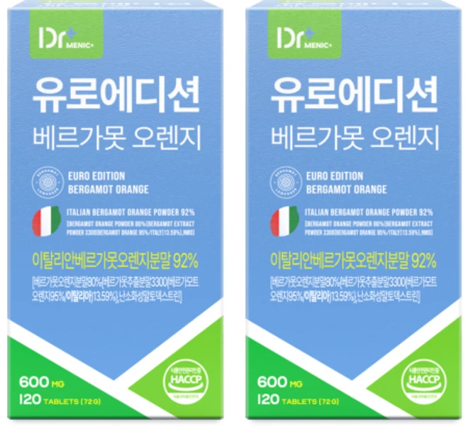[정품 92%] 유로에디션 이탈리안 베르가못 식약처 인증 HACCP, 2개, 120정 - 쿠팡
