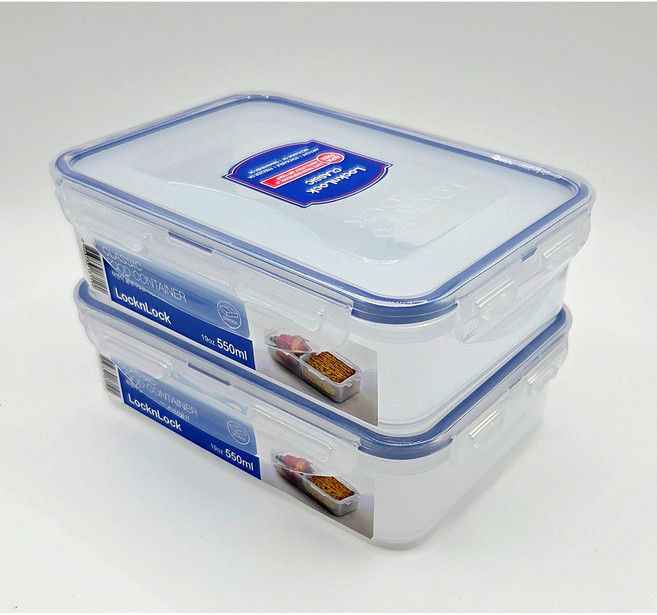 락앤락 직사각 칸칸이 밀폐 찬통 반찬 용기 550ml 2P 세트