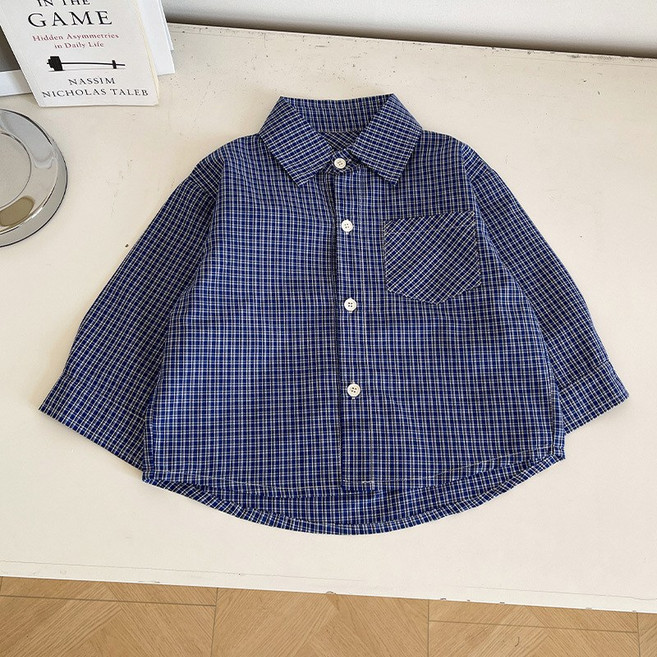 델루비오 아동 남아 체크 긴팔 셔츠 주니어 깃카라 남방