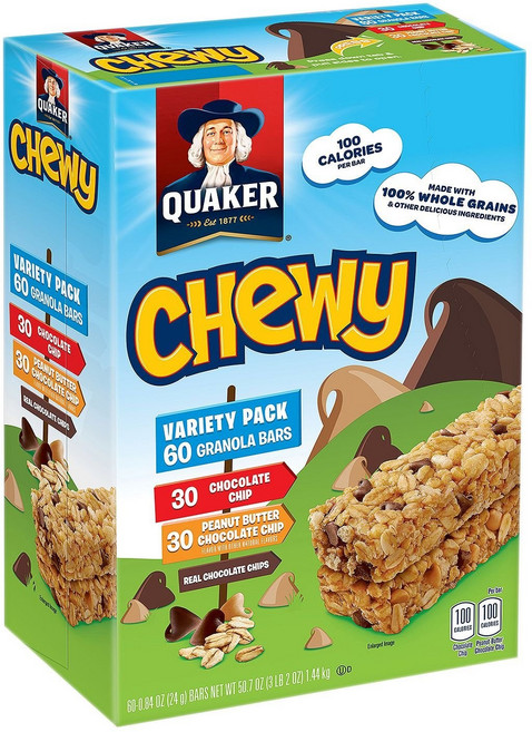 Quaker 츄이 초콜릿 칩 그라놀라 바, 1개, 1.44kg
