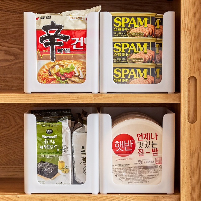 한누네 투명창 국내생산 팬트리 정리함, 4개, 화이트