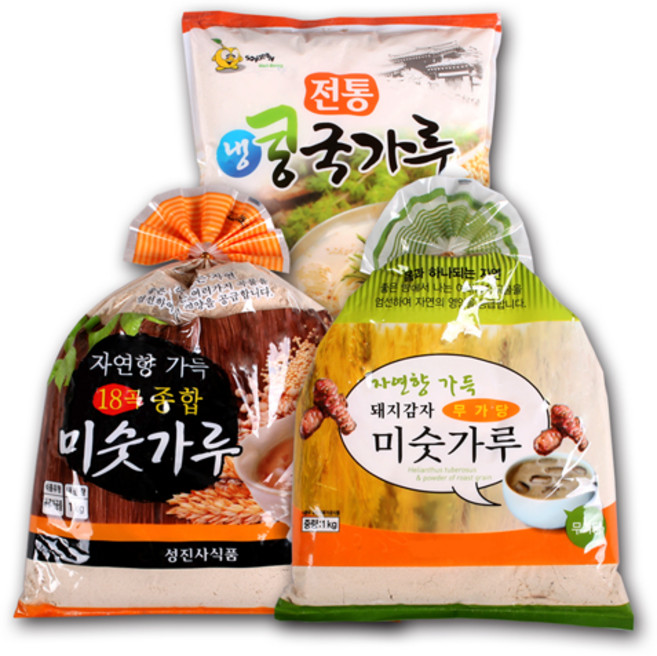 [특가구성][자연향가득]돼지감자 미숫가루 1kg+18곡 종합미숫가루 1kg+냉콩국가루 1kg