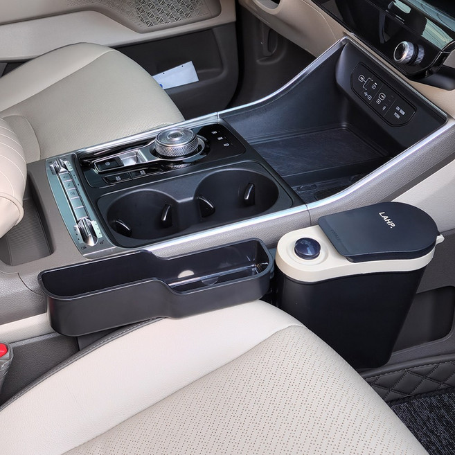 라프 차량용 쓰레기통 기아 카니발 3세대 4세대 호환 휴지통+수납함, 1개, 카포켓브라운(수납함+휴지통)+논슬립패드+뒷좌석휴지통