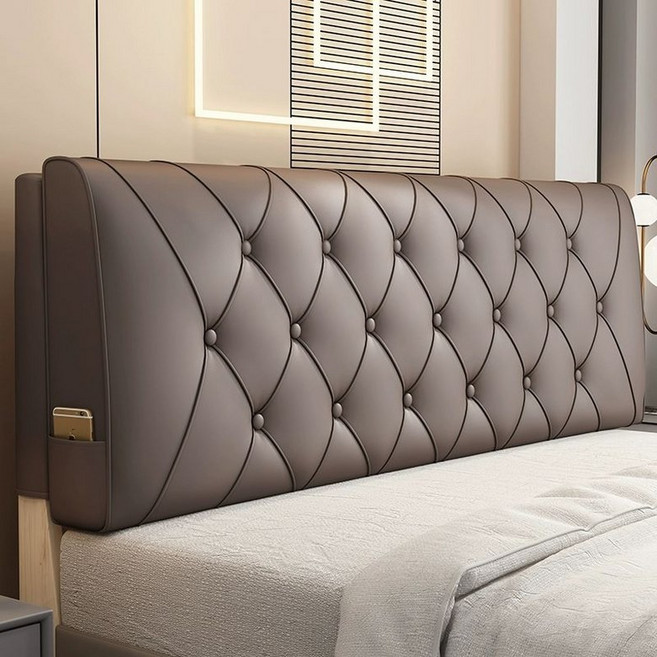 침대 헤드보드 벽쿠션 인테리어 리폼, 테크 패브릭-진밤색-다이아몬드 패턴