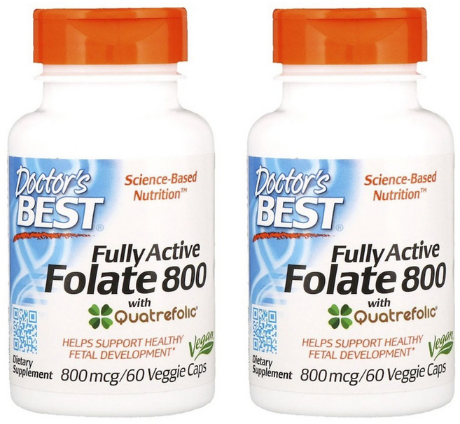 Doctor's BEST 活性葉酸素食膠囊 800mcg, 60顆, 2罐