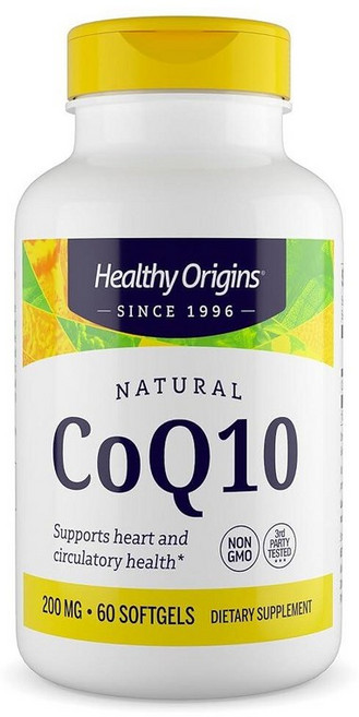 Healthy Origins® CoQ10 200mg – 천연 트랜스 이성질체 유비퀴논 - 효모 발효 심장 건강 및 세포 에너지 지원 GMO 프리 60 소프트젤, 1개
