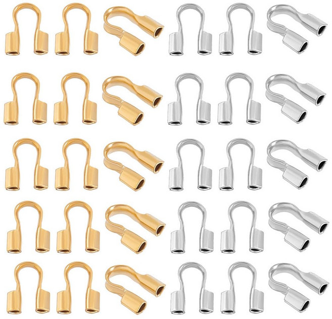 304 스테인리스 와이어 가디언 프로텍터 골드 스테인리스색 주얼리 DIY 5x4.5x1.2mm 각 50개 총 100개, 1개