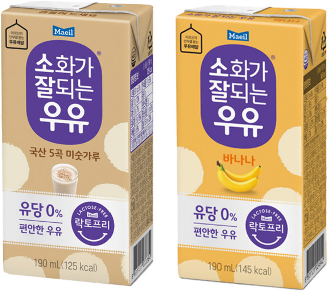 매일 소화가잘되는우유 락토프리 190ml 12개 무배/미숫가루6+바나나6