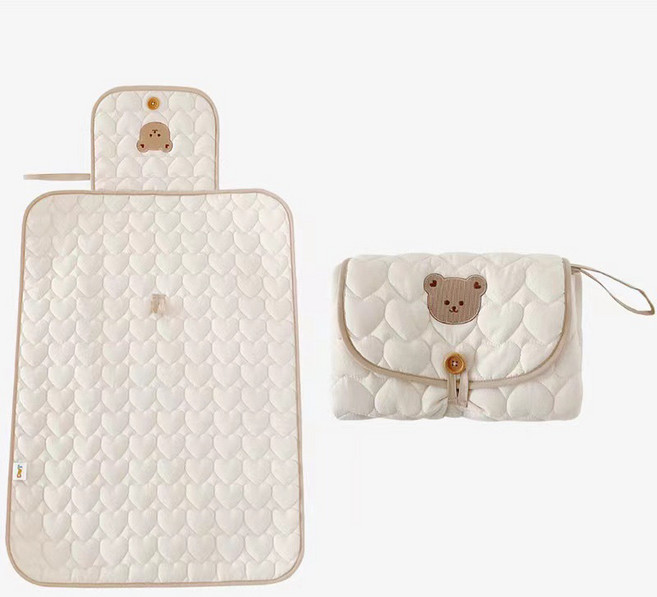 可折疊便攜式嬰兒防水尿布墊 隔尿墊 A96004, 小熊/純棉材質, 1個