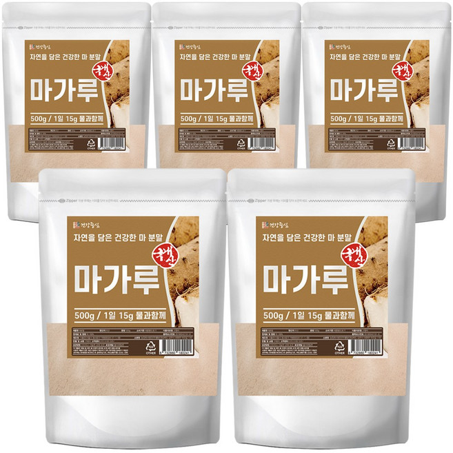 건강중심 국산 마 가루 참마 분말, 500g, 5개