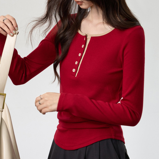 로렌미 양셔링 배색 티셔츠 S260303SS-8